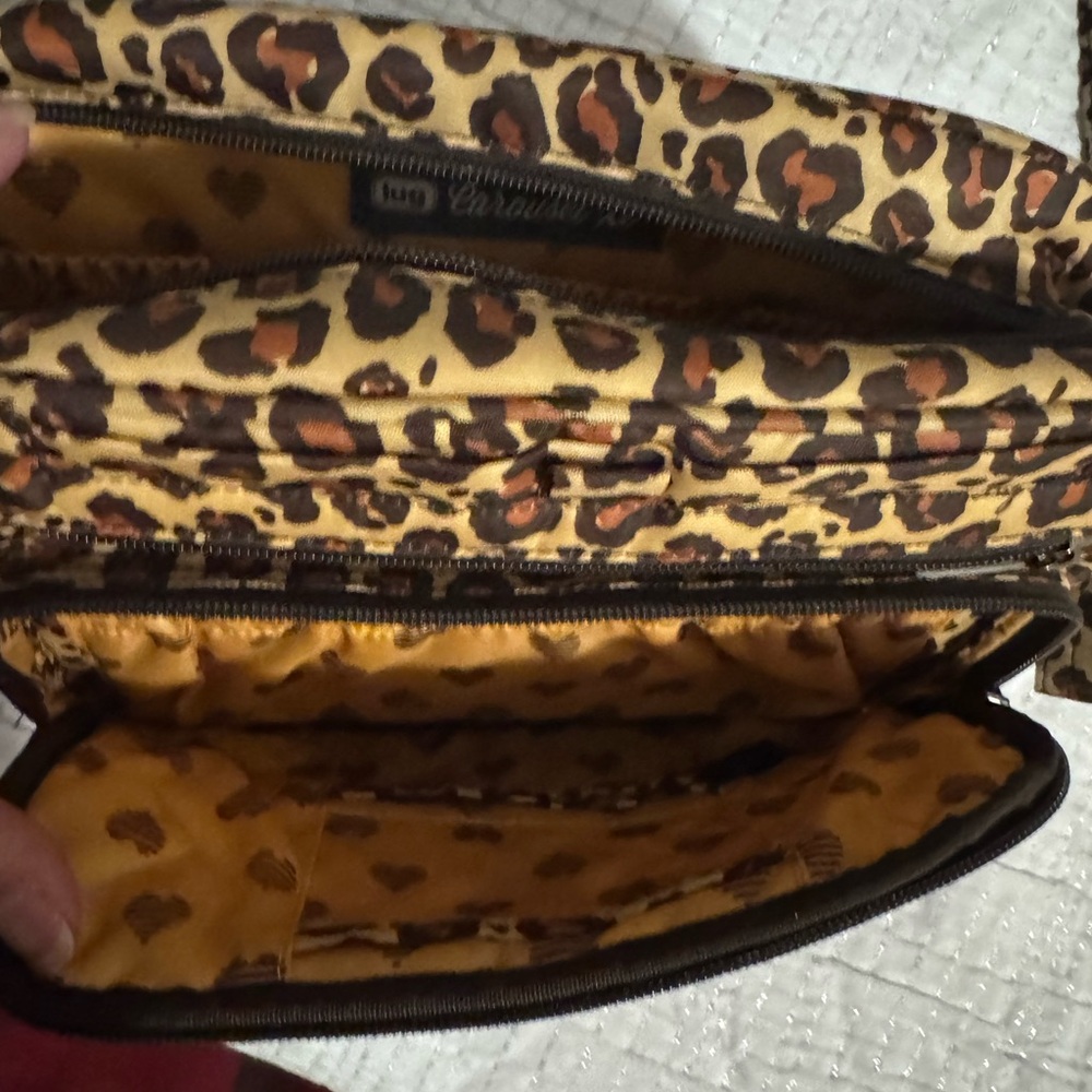 Lug Leopard Print Quilted Crossbody Bag - Brown - Picture 2 of 8